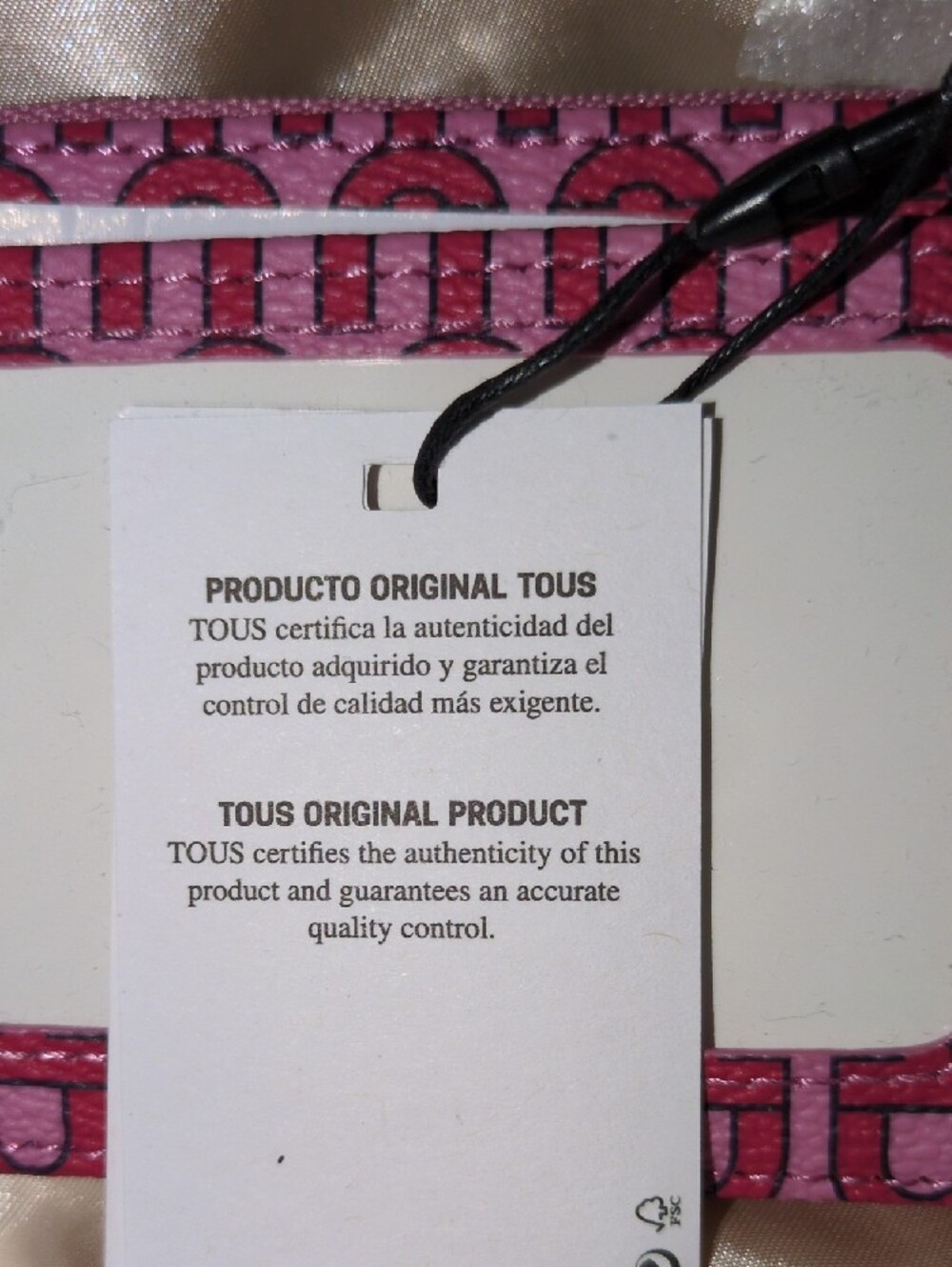 TOUS Pink Pattern Zip Card Case - Picture 4 of 6